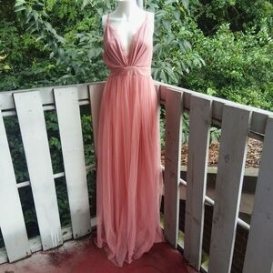 Fashion Nova Pink Tulle Lace Maxi Dress Princesscore Ballerinacore Medium